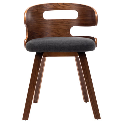 Eetkamerstoelen 4 St Gebogen Hout En Stof Donkergrijs Grijs en donkerbruin