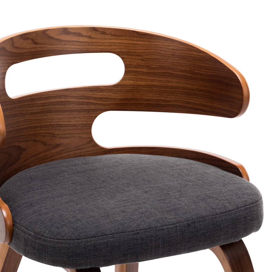 Eetkamerstoelen 4 St Gebogen Hout En Stof Donkergrijs Grijs en donkerbruin
