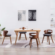 Eetkamerstoelen 4 stuks gebogen hout stof donkergrijs