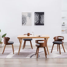 Eetkamerstoelen 4 St Gebogen Hout En Stof Donkergrijs Grijs en donkerbruin