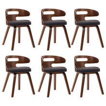 Eetkamerstoelen 6 St Gebogen Hout En Stof Donkergrijs Grijs en donkerbruin