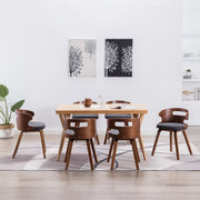 Eetkamerstoelen 6 st gebogen hout stof donkergrijs