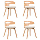 Eetkamerstoelen 4 st gebogen hout kunstleer crèmekleurig