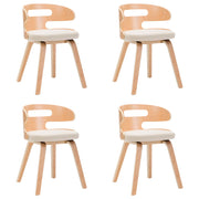 Eetkamerstoelen 4 st gebogen hout kunstleer crèmekleurig