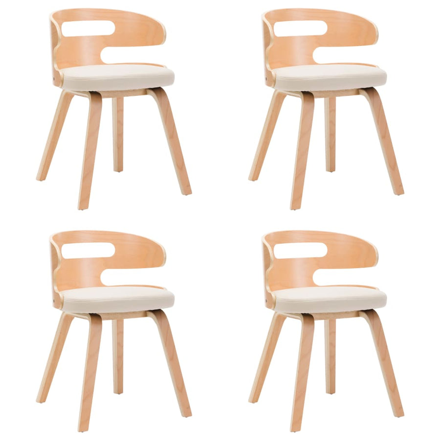 Eetkamerstoelen Gebogen Hout En Kunstleer Kleurig 4 Crème en lichtbruin