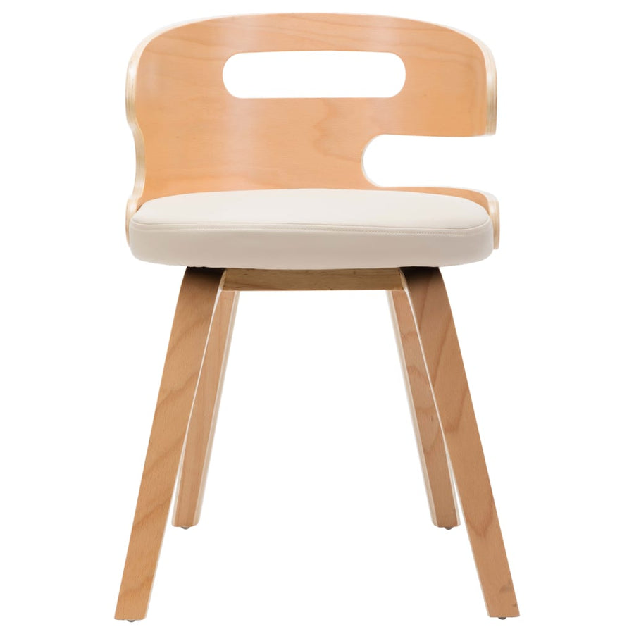 Eetkamerstoelen Gebogen Hout En Kunstleer Kleurig 4 Crème en lichtbruin