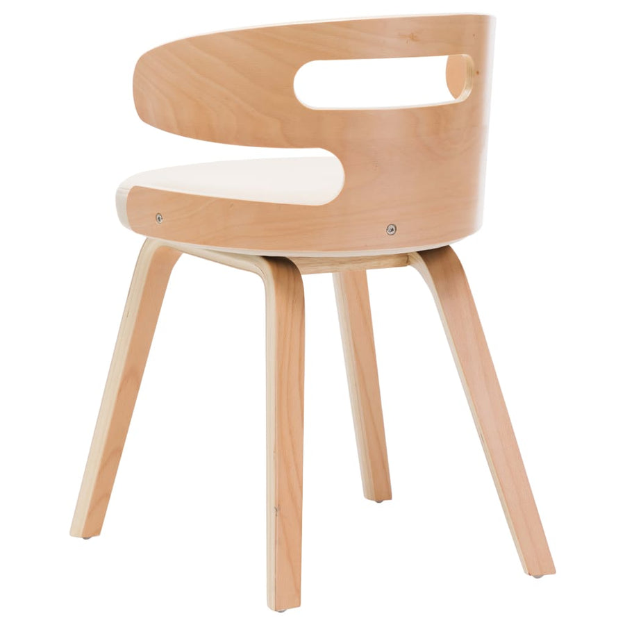 Eetkamerstoelen Gebogen Hout En Kunstleer Kleurig 4 Crème en lichtbruin