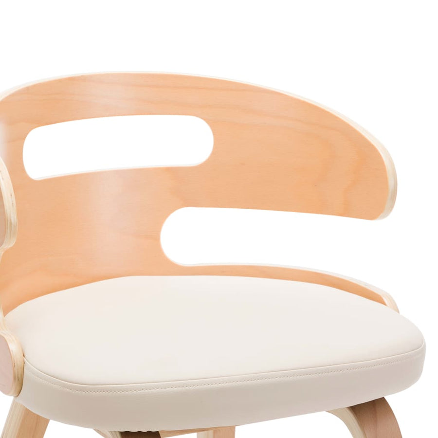 Eetkamerstoelen Gebogen Hout En Kunstleer Kleurig 4 Crème en lichtbruin