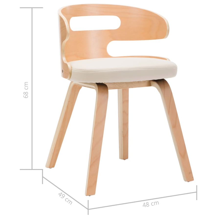 Eetkamerstoelen Gebogen Hout En Kunstleer Kleurig 4 Crème en lichtbruin