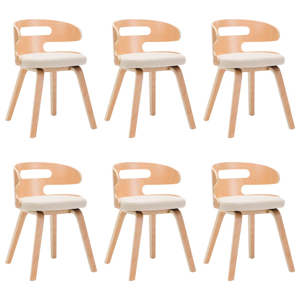 Eetkamerstoelen Gebogen Hout En Kunstleer 6 Crème en lichtbruin