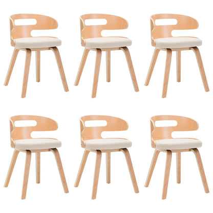 Eetkamerstoelen Gebogen Hout En Kunstleer 6 Crème en lichtbruin