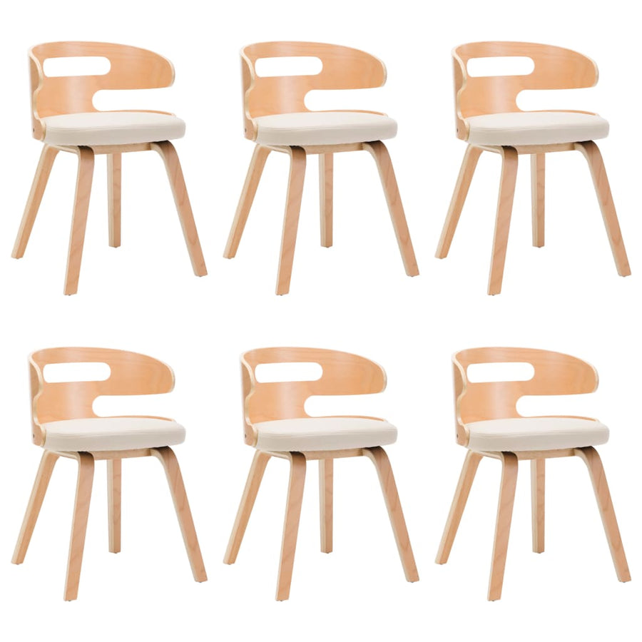 Eetkamerstoelen Gebogen Hout En Kunstleer 6 Crème en lichtbruin
