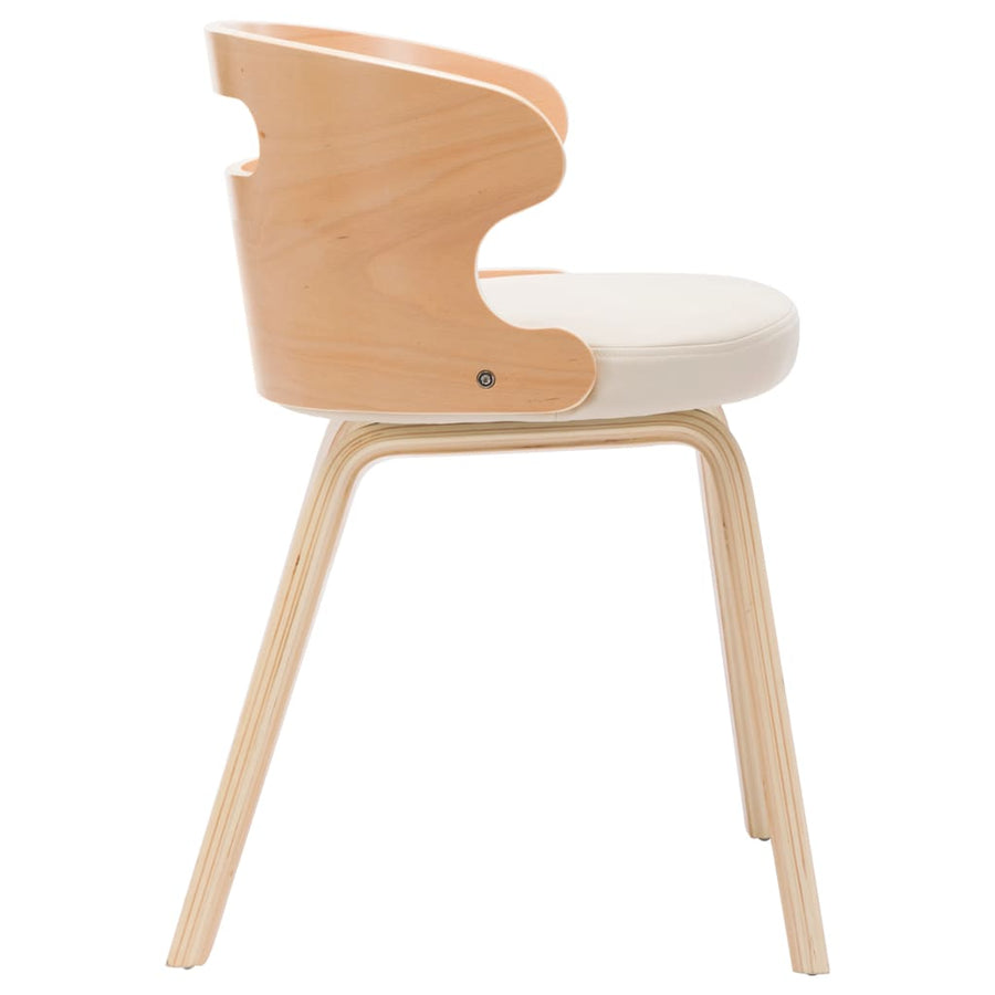 Eetkamerstoelen Gebogen Hout En Kunstleer 6 Crème en lichtbruin