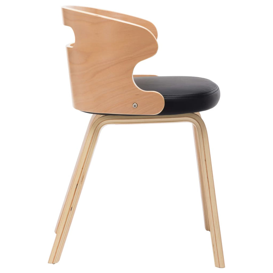 Eetkamerstoelen Gebogen Hout En Kunstleer 4 Zwart en lichtbruin