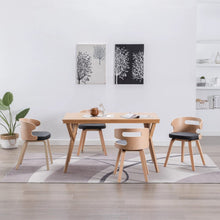 Eetkamerstoelen Gebogen Hout En Kunstleer 4 Zwart en lichtbruin