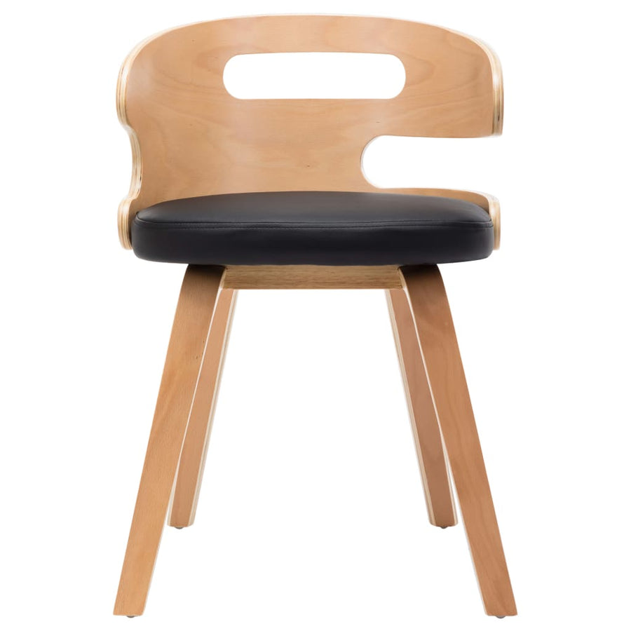 Eetkamerstoelen Gebogen Hout En Kunstleer 6 Zwart en lichtbruin