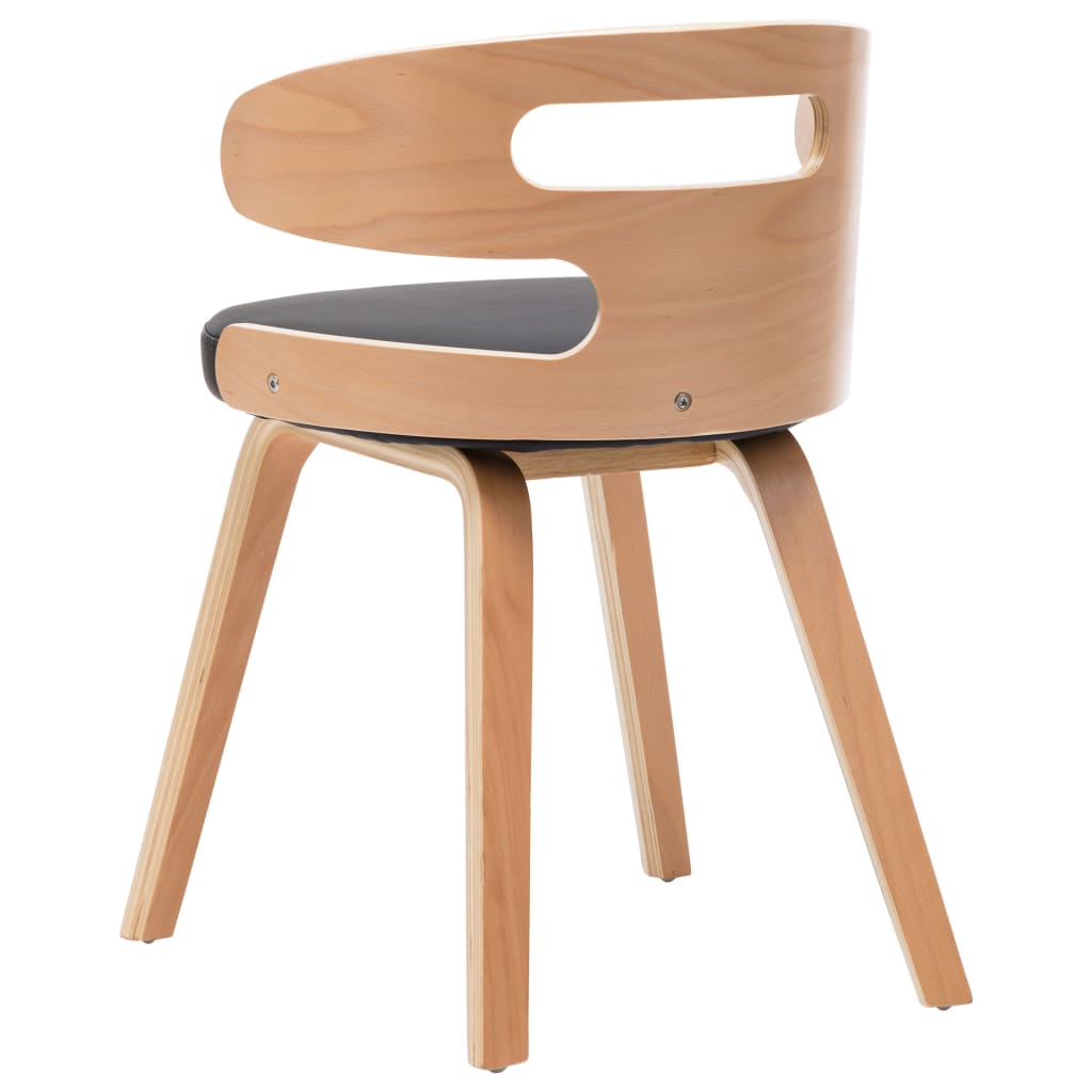 Eetkamerstoelen Gebogen Hout En Kunstleer 6 Zwart en lichtbruin