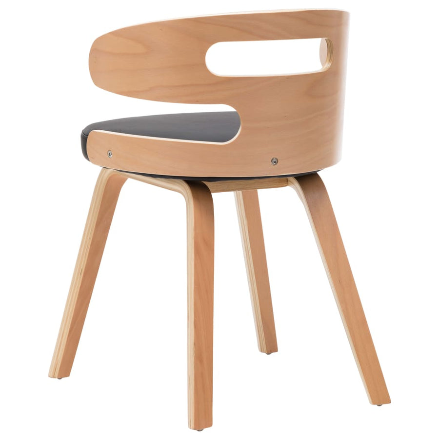 Eetkamerstoelen Gebogen Hout En Kunstleer 6 Zwart en lichtbruin