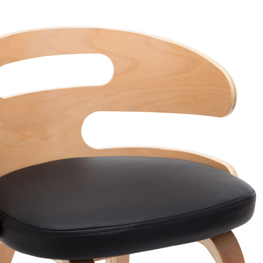 Eetkamerstoelen Gebogen Hout En Kunstleer 6 Zwart en lichtbruin