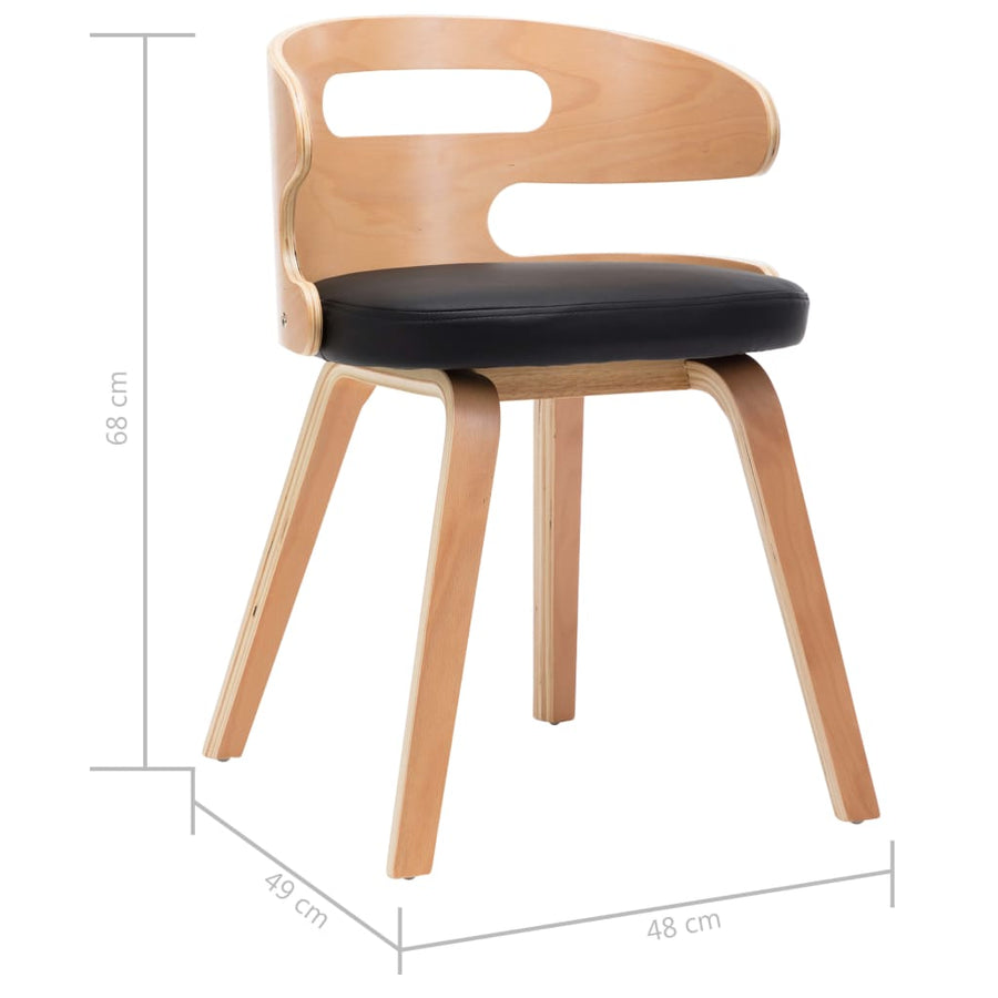 Eetkamerstoelen Gebogen Hout En Kunstleer 6 Zwart en lichtbruin