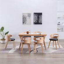Eetkamerstoelen Gebogen Hout En Kunstleer 6 Zwart en lichtbruin