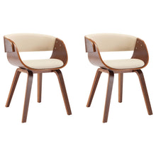 Eetkamerstoelen 2 St Gebogen Hout En Kunstleer Crèmekleurig Crème en donkerbruin