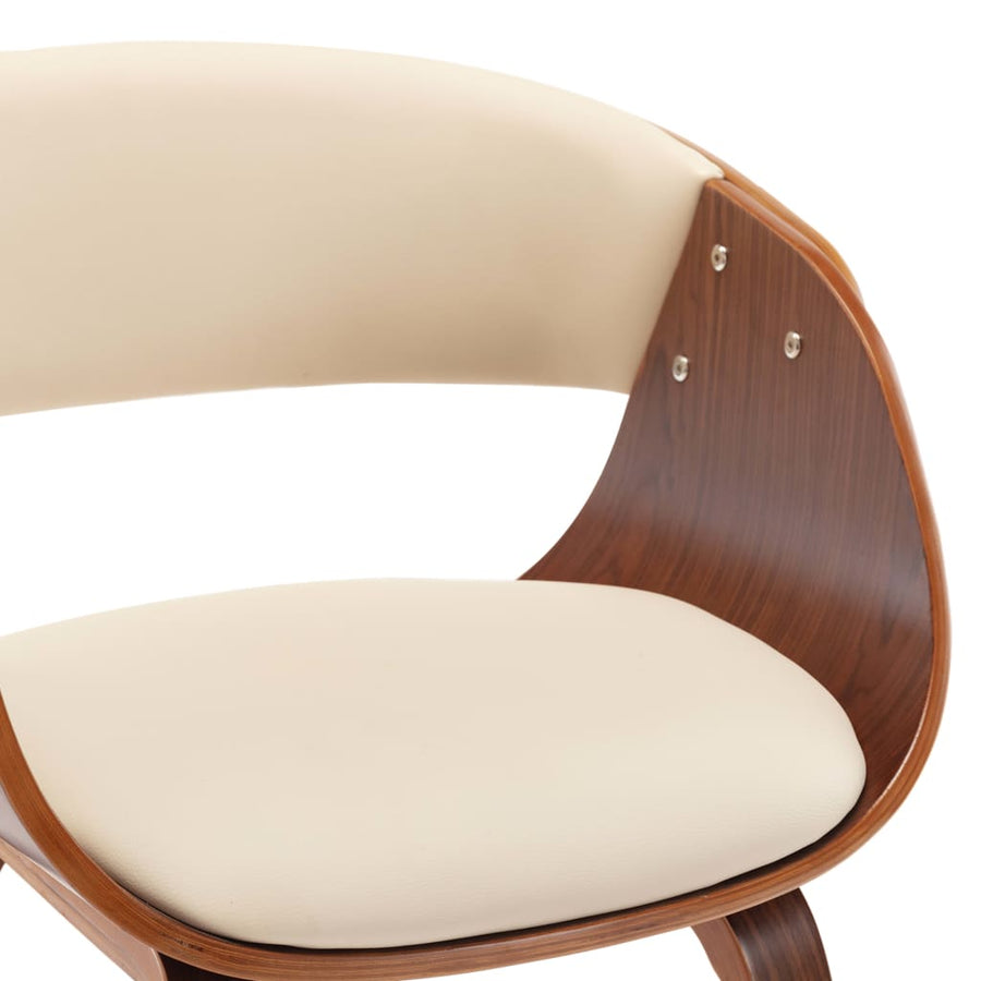 Eetkamerstoelen 2 St Gebogen Hout En Kunstleer Crèmekleurig Crème en donkerbruin