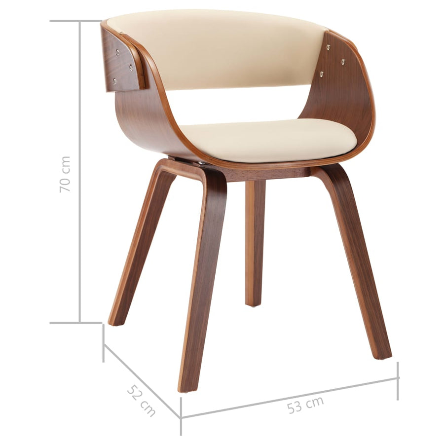 Eetkamerstoelen 2 St Gebogen Hout En Kunstleer Crèmekleurig Crème en donkerbruin