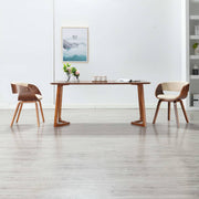 Eetkamerstoelen 2 st gebogen hout kunstleer crème