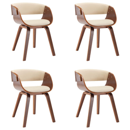 Eetkamerstoelen 4 St Gebogen Hout En Kunstleer Crèmekleurig Crème en donkerbruin
