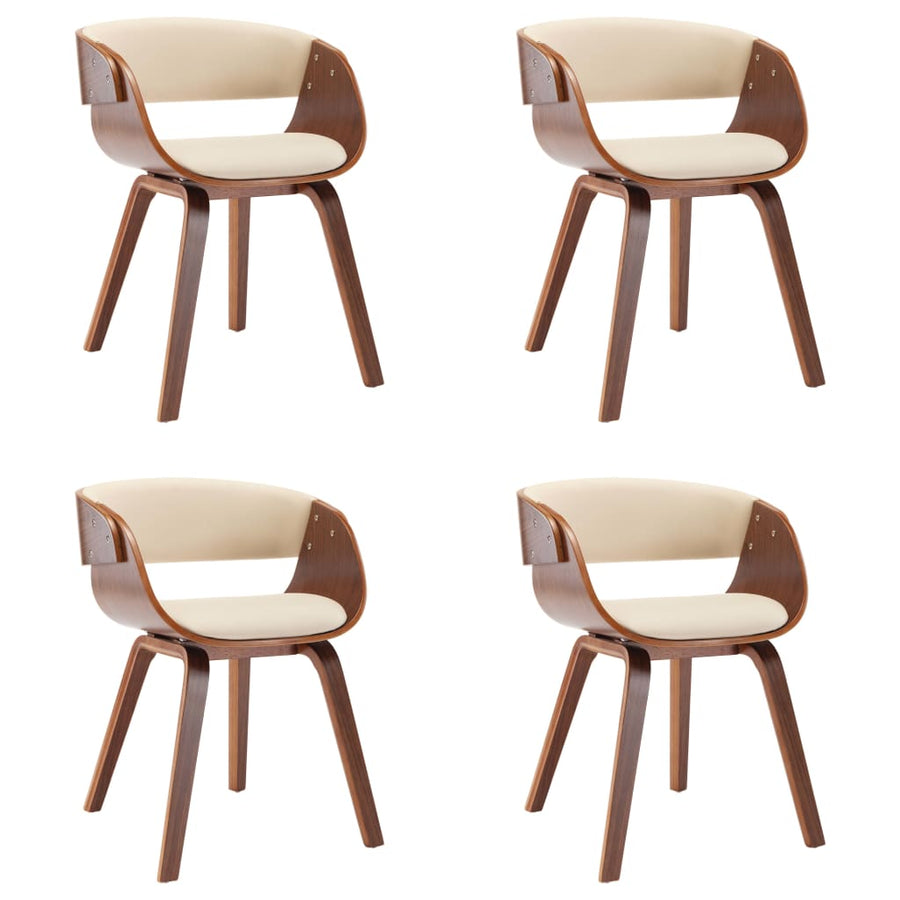Eetkamerstoelen 4 St Gebogen Hout En Kunstleer Crèmekleurig Crème en donkerbruin