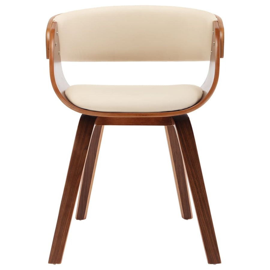 Eetkamerstoelen 4 St Gebogen Hout En Kunstleer Crèmekleurig Crème en donkerbruin