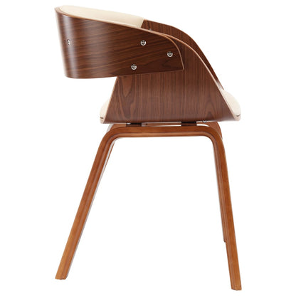 Eetkamerstoelen 4 St Gebogen Hout En Kunstleer Crèmekleurig Crème en donkerbruin