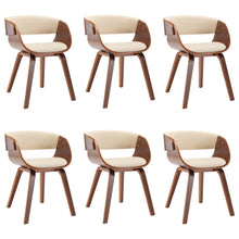 Eetkamerstoelen 6 st gebogen hout en kunstleer crème