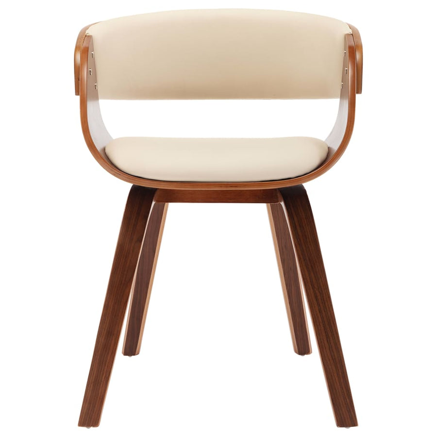 Eetkamerstoelen 6 st gebogen hout en kunstleer crème