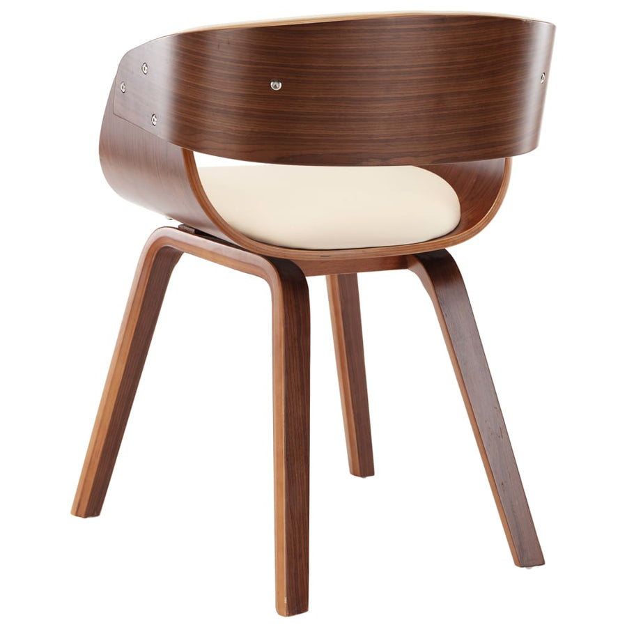 Eetkamerstoelen 6 st gebogen hout en kunstleer crème