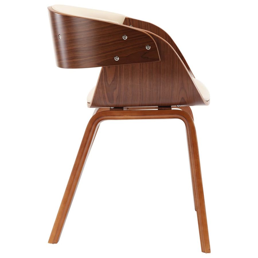 Eetkamerstoelen 6 st gebogen hout en kunstleer crème