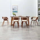Dining chairs 6 pcs bent wood and cream faux leather