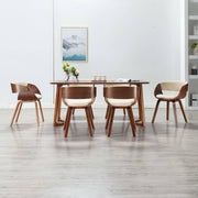 Eetkamerstoelen 6 st gebogen hout kunstleer crème 53x52x70 cm