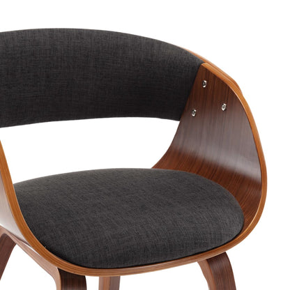 Eetkamerstoelen Gebogen Hout En Stof 2 Grijs en donkerbruin