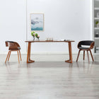 Dining chairs 2 pc curved wood and fabric grey