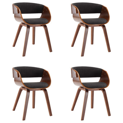 Eetkamerstoelen Gebogen Hout En Stof 4 Grijs en donkerbruin