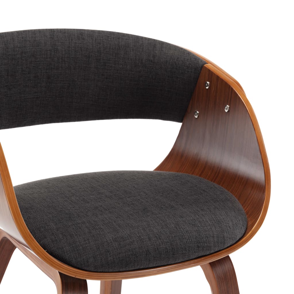Eetkamerstoelen Gebogen Hout En Stof 4 Grijs en donkerbruin