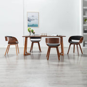 Eetkamerstoelen set van 4 gebogen hout stof grijs