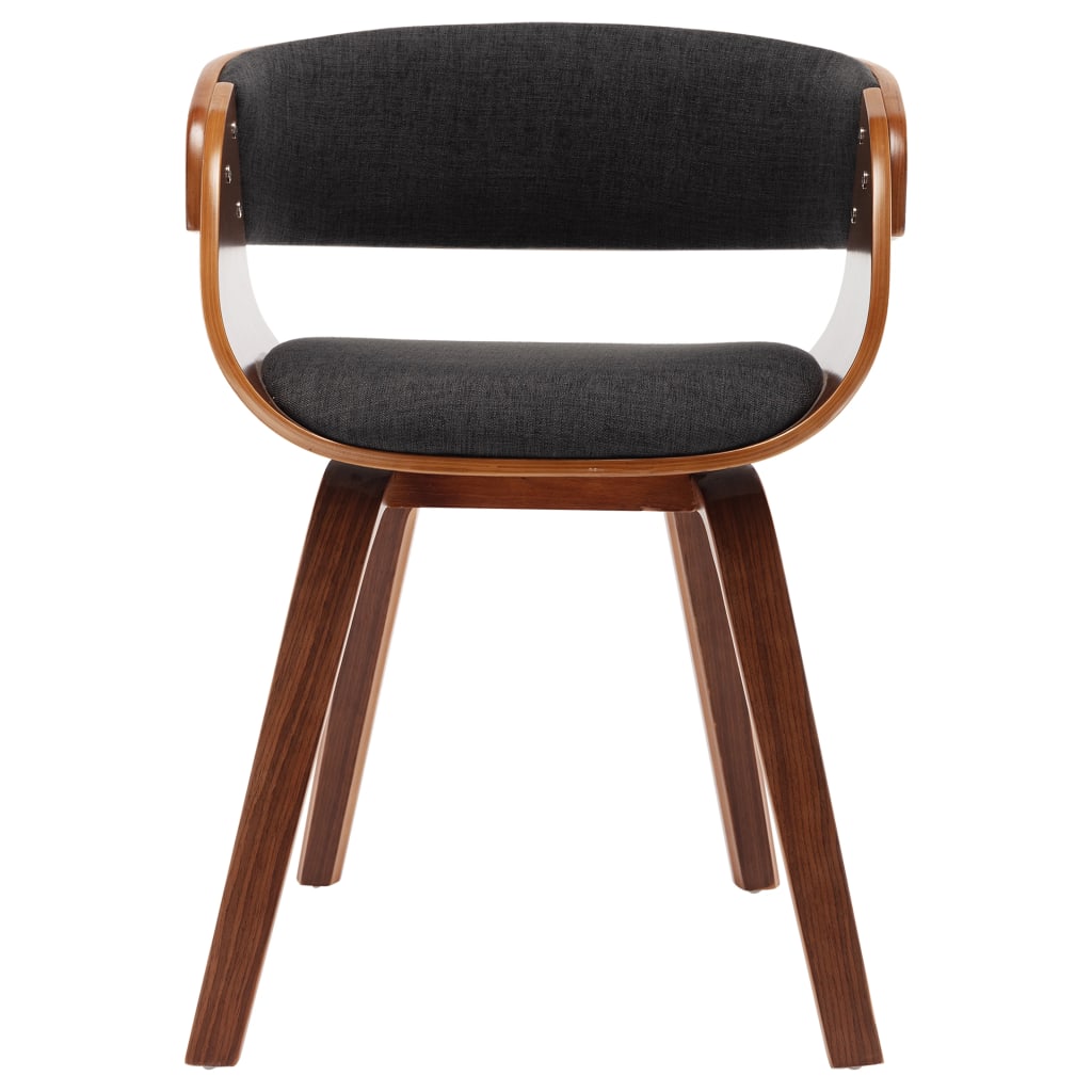 Eetkamerstoelen Gebogen Hout En Stof 6 Grijs en donkerbruin