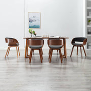 Eetkamerstoelen 6 stuks gebogen hout stof grijs