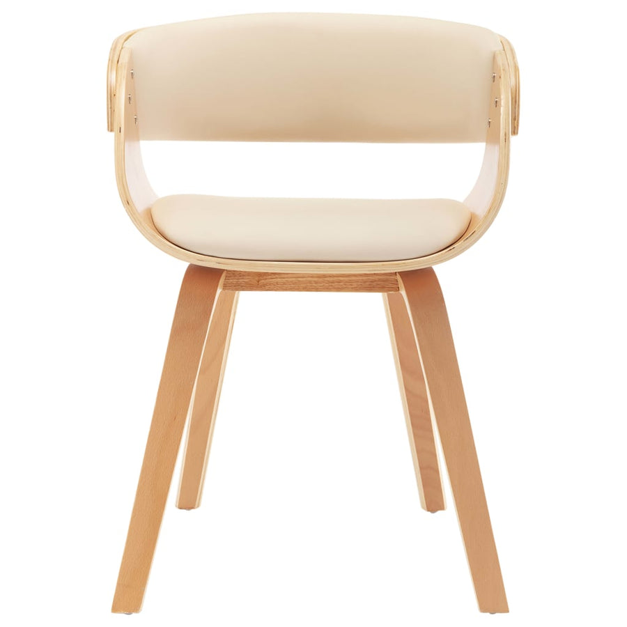 Eetkamerstoelen Gebogen Hout En Kunstleer Kleurig 2 Crème en lichtbruin