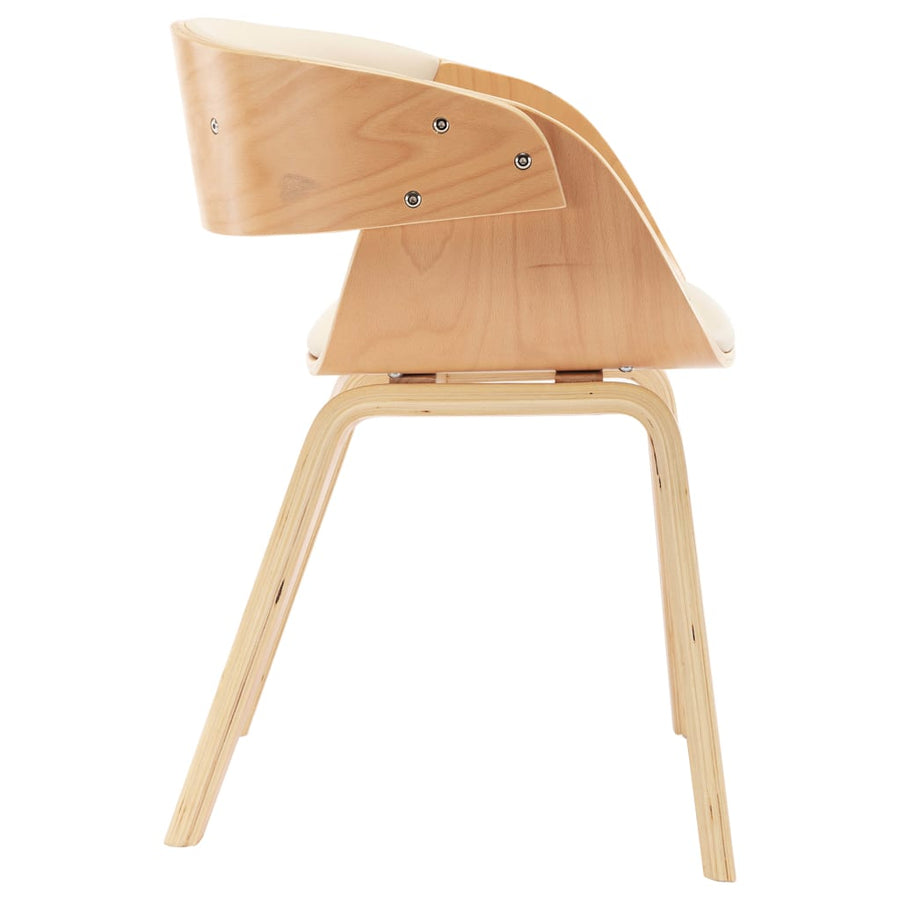 Eetkamerstoelen Gebogen Hout En Kunstleer Kleurig 2 Crème en lichtbruin
