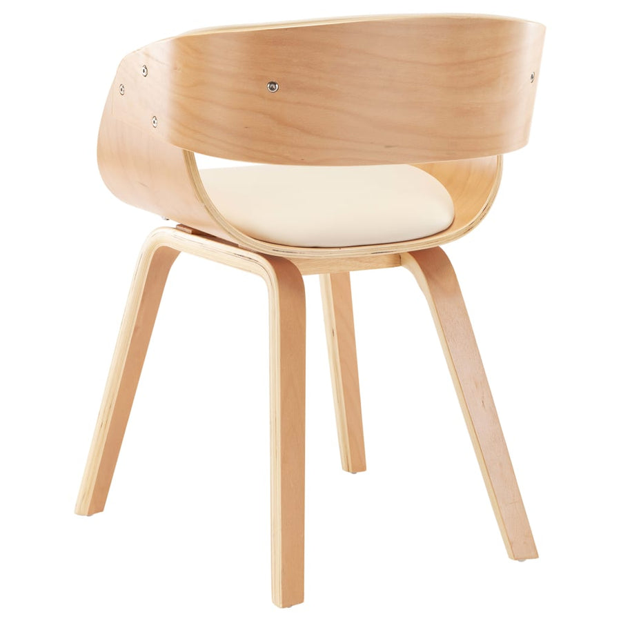 Eetkamerstoelen Gebogen Hout En Kunstleer Kleurig 2 Crème en lichtbruin