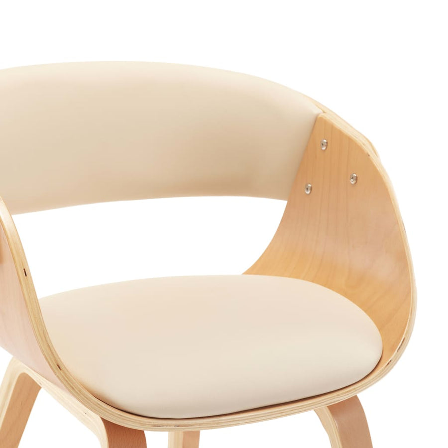 Eetkamerstoelen Gebogen Hout En Kunstleer Kleurig 2 Crème en lichtbruin